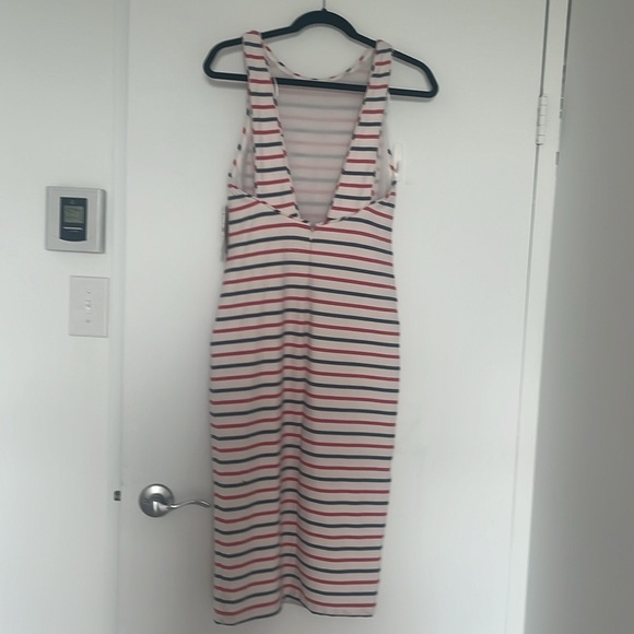 Zara Red, Blue, White Stripe Stretchy Dress Large - Picture 2 of 3